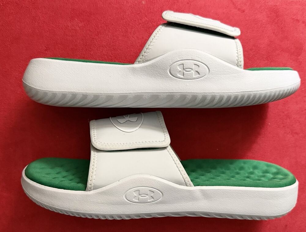 Under Armour UA Ignite Pro 8 Slides Men's Size 12 Grey And Green 6000337 014